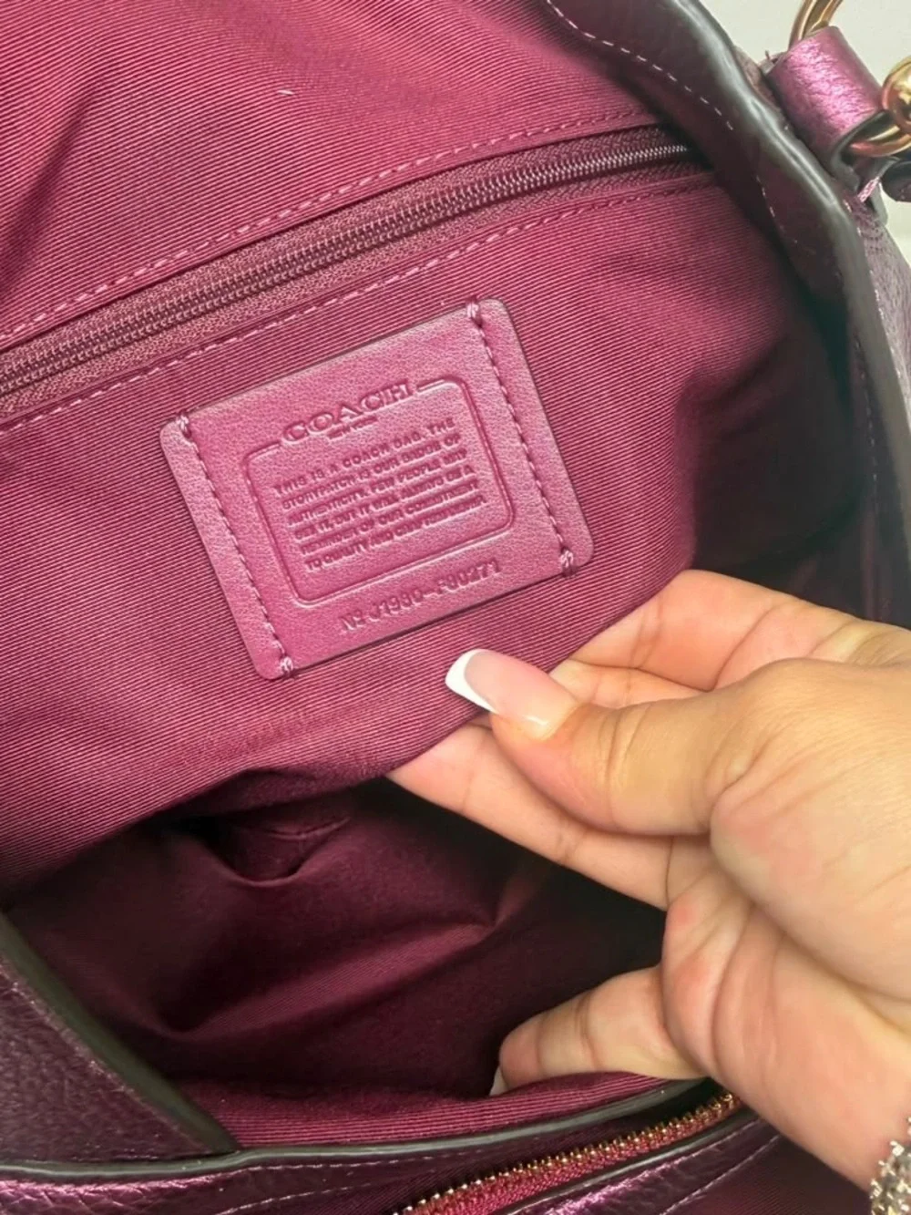 Coach Hadley Hobo — Metallic Berry/Magenta Pebbled Leather